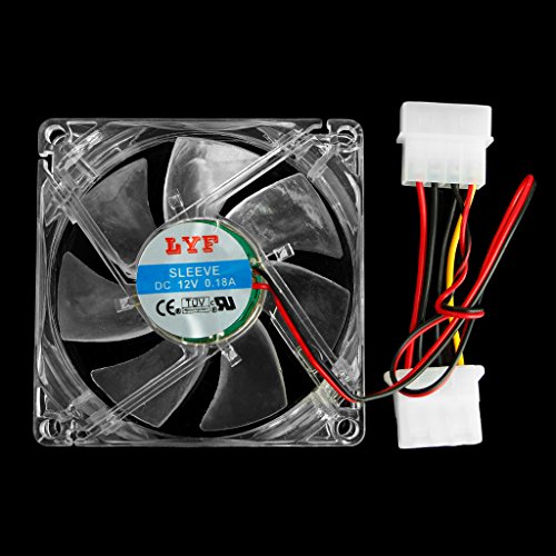 NNDA CO Clear 4-LED Blue Neon Light 80mm 12V 0.18A PC Computer Case Cooling Fan 8025