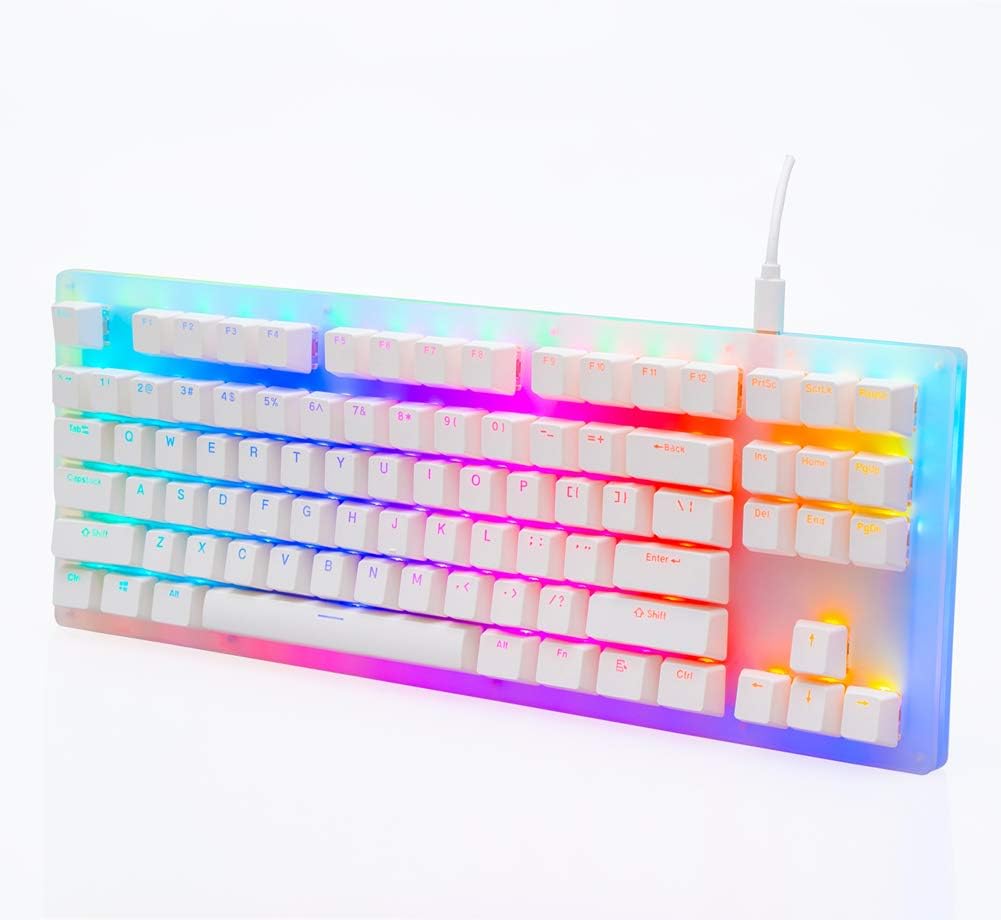Womier K87 Mechanical Gaming Keyboard TKL Hot Swappable Keyboard Partitioned RGB Backlit Compact 87 Keys for PC PS4 Xbox (Yellow Switch,White): Computers & Accessories