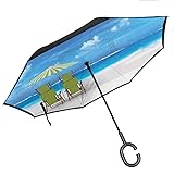 Double Layer Umbrellas Seaside,Sunshade Drinks Pair