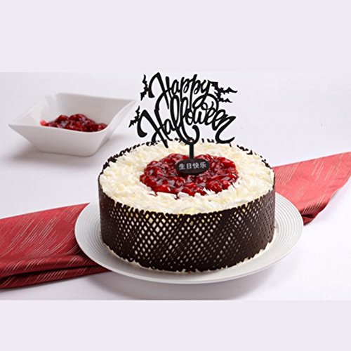 Black Acrylic Happy Halloween Cake Topper Halloween Party Decoration Halloween Cake Decoration Cake Toppers Toys Games Prodrones Se