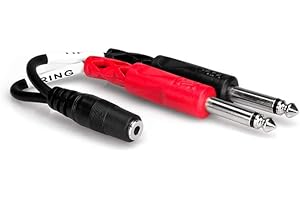 Hosa YMP-434 3.5 mm TRSF to Dual 1/4" TS Stereo Breakout Cable