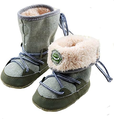 Merrym Soft Sole Anti-Slip Warm Winter Prewalker Toddler Boots 6-12 Months Green