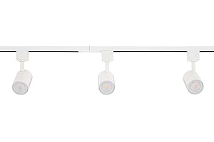 East Grove Home Amped Collection 3-Light 48in Field Cuttable LED Track Lighting Kit with 3 LED 3000K Warm White Track Heads, 4ft Track, End Caps, Floating Feed in White Finish
