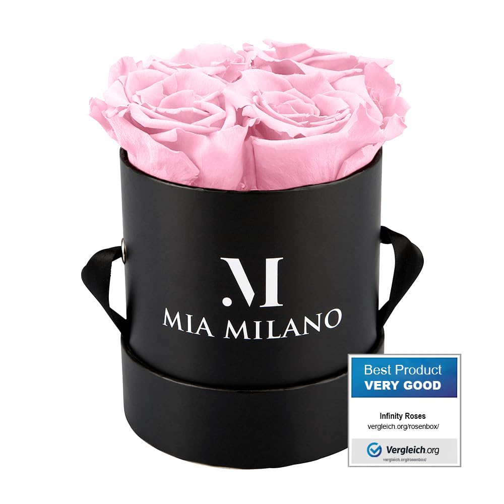 Infinity Roses – Real Preserved Roses in Black Box | Valentine’s Decoration Gift | Eternal Roses with 5 Years Shelf Life | Romantic Gift (Pink M)