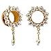 KUBOOZ Gemmed Flower Drop Eyelets Gold Plated Stainless Steel Flare Screw Back Ear Tunnels Plugs Gauges.