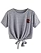 SweatyRocks Women's Loose Short Sleeve Summer Crop T-shirt Tops Blouse Grey X-Large