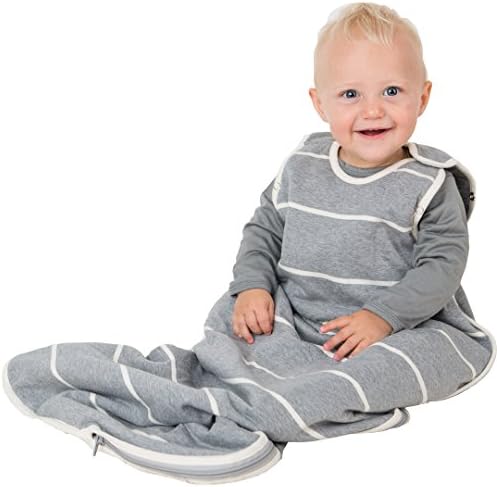 WINTER DUVET ORGANIC MERINO baby Sleep Sack / Sleep Bag, 0-2 yrs old, (Grey Stripe)