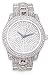 Iced Out Watch with Diamond Face & Matching Bling Bling-ed Out Bracelet Gift Set (Silver)
