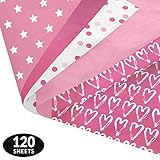 Pink Party Gift Wrapping Tissue Paper Set - 120 Sheets - Patterned and Solid Color