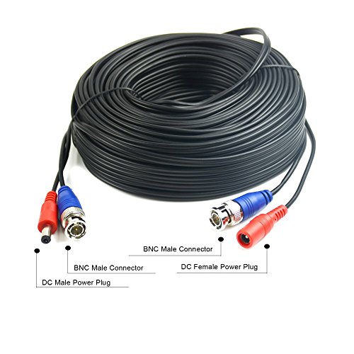 TYUMEN 4 Pack 100FT (30.5 Meters, Black) All-in-One BNC Video and Power Security Camera Cable, BNC Extension Surveillance Camera Wire for CCTV Camera DVR Security Systems