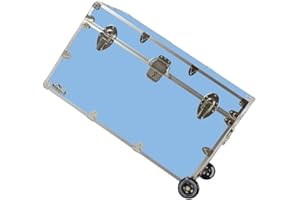 C&N Footlockers - XL Graduate Storage Trunk w/Wheels - Made in the USA - STEEL Footlocker for College Dorm Room & Summer Camp - 32 x 18 x 18.5 Inches (Light Blue)