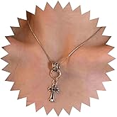 Andelaisi Boho Crystal Cross Choker Necklace Silv-er Rhinestone Cross Crucifix Necklace Choker Vintage Jesus Cross Pendant Necklace Gothic Cross Religions Necklace Jewelry for Women
