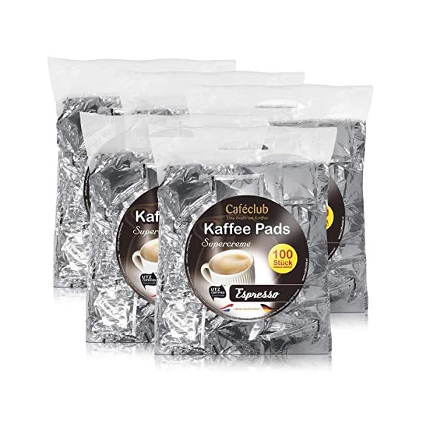 5x Cafeclub Espresso Kaffeepads Megabeutel je 100 stk. dunkle Röstung einzeln verpackt