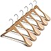 High-Grade Wooden Hangers - Heavy-Duty Coat Hangers with Wide Shoulders - Set of 6 with 6.3cm Shoulder Flares for Suits and Garments - Includes Trouser Bar