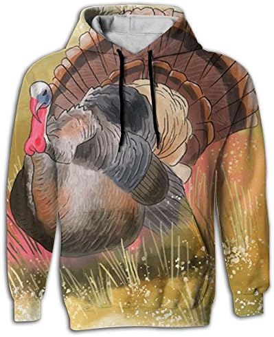 DASFDE Wild Turkey Bird Cheap Young Men Big Pockets Hoodie Designer