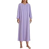 Latuza Women's Cotton Nightgown 3/4 Sleeve Soft Night Gown with Pockets