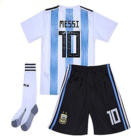 Goldenhetai 2018 World Cup Soccer Team Argentina Messi 10 Kids/Youth Home Jersey Color White/Blue
