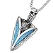 Wolf Necklace for Men or Women - Cool Arrowhead Steel Pendant Amulet - Simulated Turquoise - 18 Inch