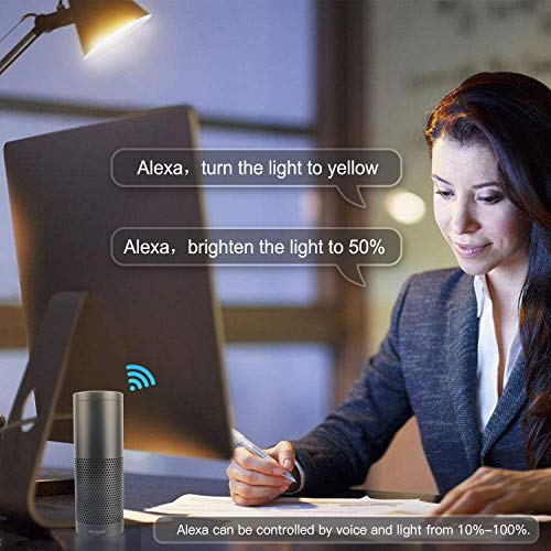 Smart WiFi LED Light Bulb A19 800Lm, Color Changing, Dimmable, No Hub Required, iOS/Android Smartphone APP Remote Control Home Night lamp, Work with Alexa & Google Assistant (2 Pack)