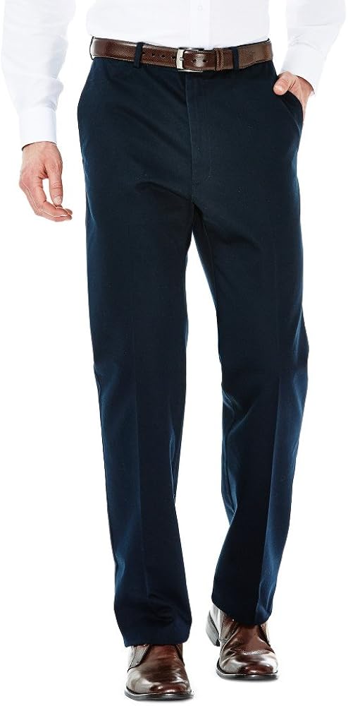 Haggar Men's Work To Weekend Hidden Expandable Waist No Iron Plain Front Pant at  Men’s Clothing store: Dress Pants