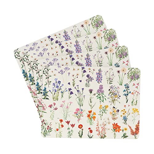 Grupo Erik Botanical Wild Flowers Table Placemats Set Of 4 - 11 x 8 inches / 28 x 20 cm - Cork Placemats - Beermat - Drip Mat - Outdoor Placemats - Creative Tops Placemats