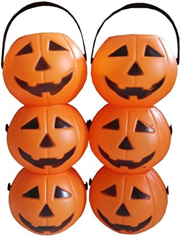 AmazingUSA Halloween Plastic Pumpkin Bucket Jack-O-Lantern Sharp Eyes Mini X-Small Size 2.7" set of 6
