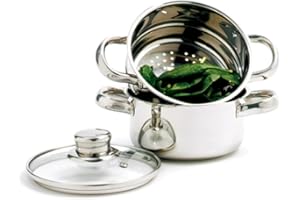 Norpro 1-Quart Stainless Steel Mini Steamer Cooker, 3 Piece Set