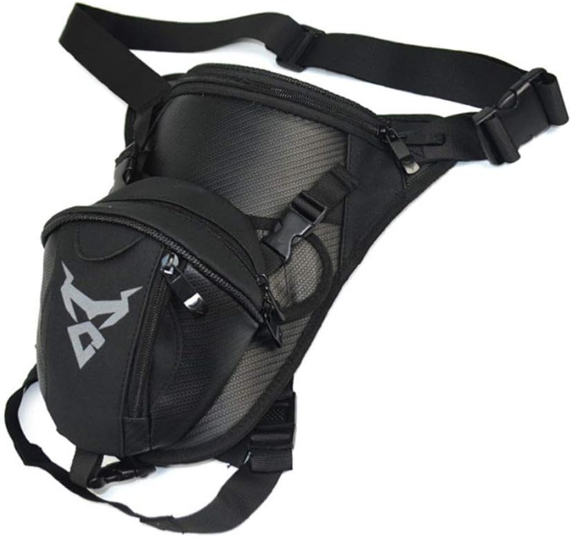 Cycling Leg Bag Motorcycle Waist Pack for Men Women Outdoor Travel Sports Bike Hiking Riding Cycling Tactical Walking Thigh Drop Bum Hip Fanny Belt Pouch Cell Phone Purse Black Gray