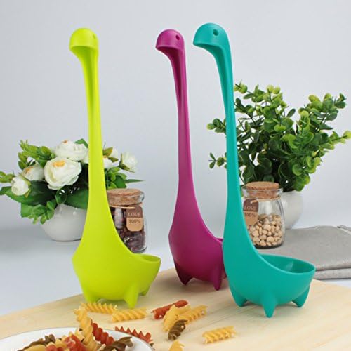 AGARE Soup Ladle 3 Piece lovely Loch Ness Monster Dishwasher Safe Creative Cartoon Spoon Kitchen Tableware (Blue, Purple, Green)