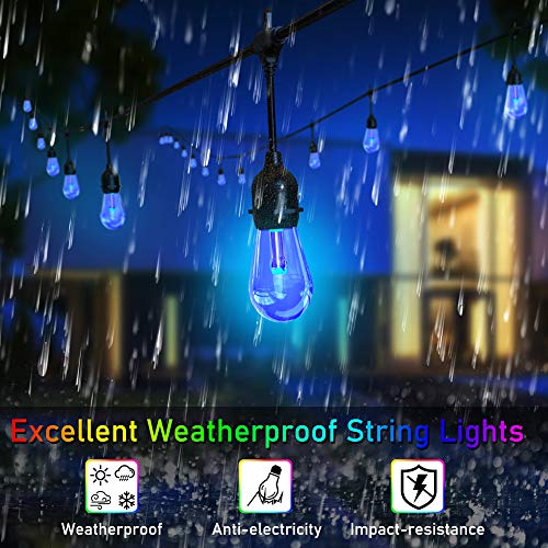 Outdoor String Lights, iBesi 48FT RGB LED String Outdoor Patio Lights with Commercial Grade