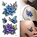 Floral Butterfly Tattoos (Pack of 12 Sheets) Bright Colorful 3D Flower Temporary Tattoo