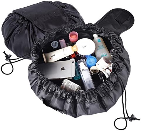 Ochioly Cosmetic Bag Large Capacity Lazy Makeup Toiletries Bag Multifunction Storage Portable Quick Pack Waterproof Bag (Black)