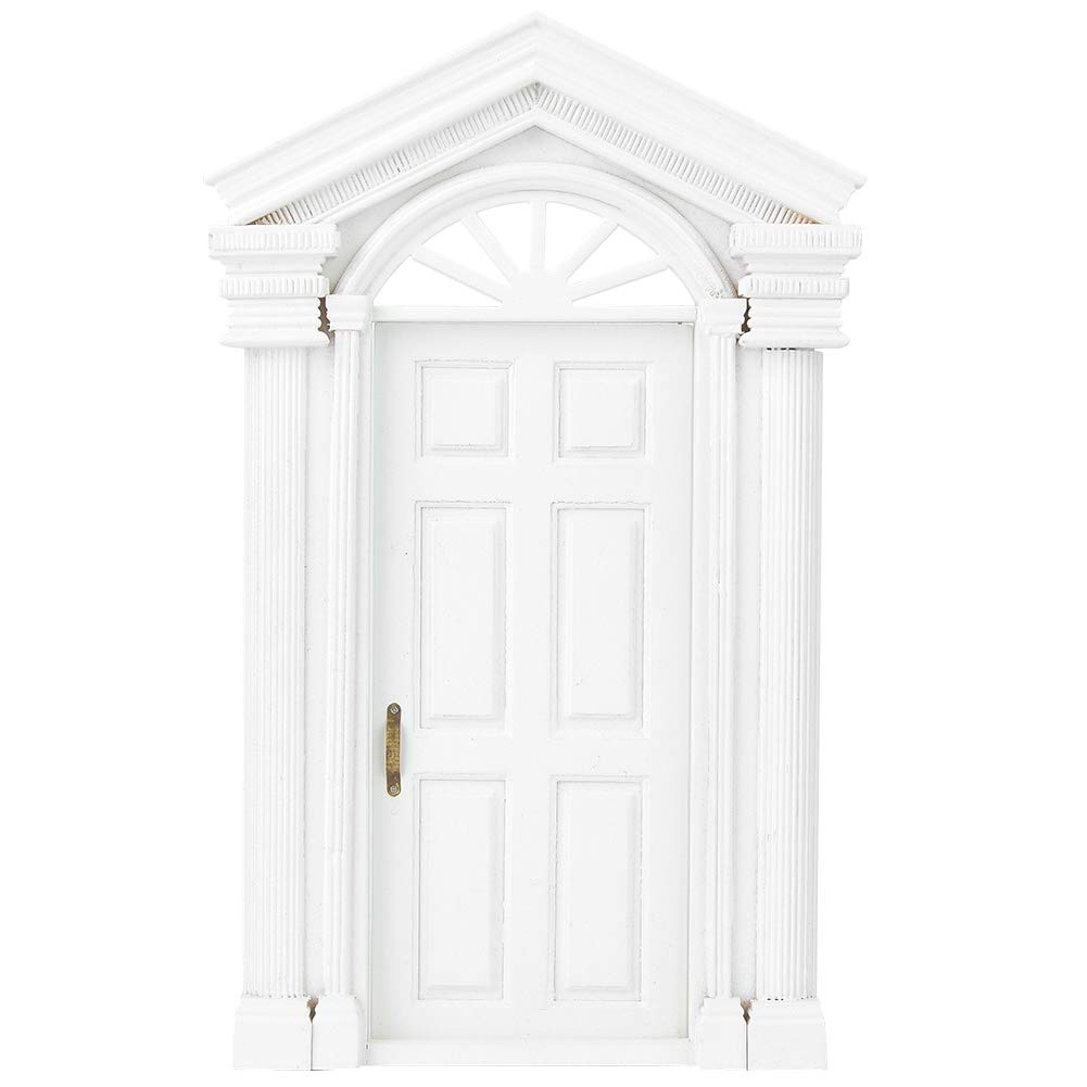 1:12 Dollhouse Accessory, Mini Wooden DIY Door Toy Miniature Simulation Furniture Set Doll House Decor Parts Educational Model for Baby Boy Girl Dollhouses (White)