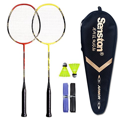 Senston 2 Player Badminton Racquets Set Double Rackets Carbon Shaft Badminton Racket Set 1