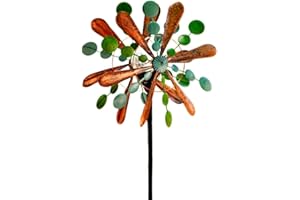 SteadyDoggie 75-Inch Solar Wind Spinner Aviator3 - Solar-Powered with Multi-Color LED Glass Ball - Metal Kinetic Windmill for Dual Wind Direction - Easy to Assemble Garden and Outdoor Yard Decorations