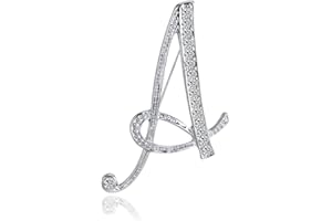 ETHOON Letter Brooch Pins Initial Rhinestone Brooch for Women Crafts Silvery A-Z