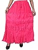 Woman's Skirts Tiered Solid Bohemian Full / Maxi / Long Cotton Skirt (Fuchsia)