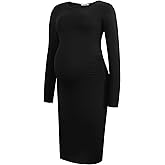 Smallshow Women's Long Sleeve Maternity Dress Ruched Pregnancy Clothes