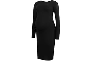 Smallshow Women's Long Sleeve Maternity Dress Ruched Pregnancy Clothes