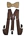 Hemp Bow ties and Brown Suspenders Set Combo Kids Children Baby (Brown)