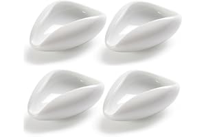 Luzen 4pcs Porcelain Cha He Tea Vessel Tea Scoop Loose Leaf Tea Presentation Tea Scoop Holder, White