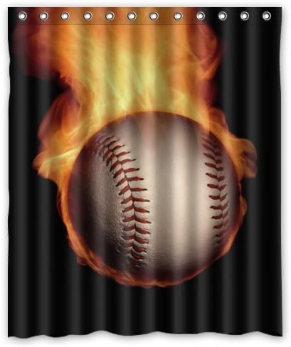 Unique Custom Fashionable Design Baseball Waterproof Polyester Fabric Shower Curtain 60"X72"-Bathroom Decor