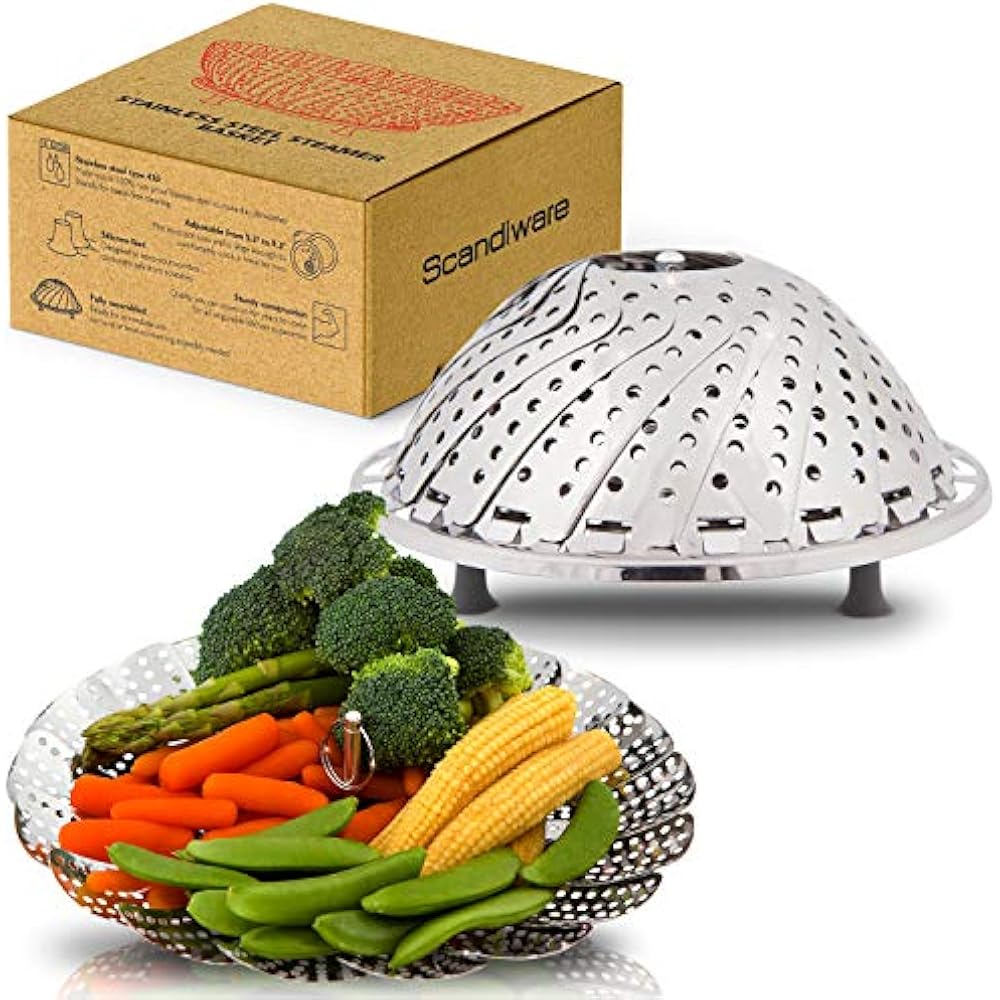 Collapsible Steamer Basket Fits Any Size Pot Make Cooking Quick, Easy