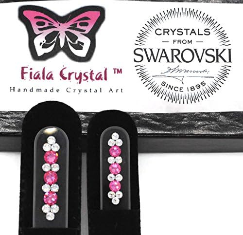 FCNF-07 Royal Pink FIALA Crystal Glass Nail File Set of (2) Small &amp; Large - Premium Swarovski Crystals Hand Made Life Time Warranty