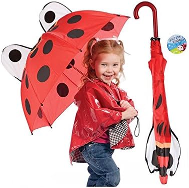 Kids Ladybug Umbrella with easy grip handle