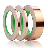 JPSOR Copper Foil Tape with Double-Sided Conductive Adhesive(2 Sizes) for Guitar & EMI Shielding, Paper Circuits, Slug Repellent, Crafts, Electrical Repairs, Grounding