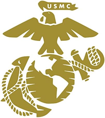 United States Marine Corps (USMC) Eagle, Globe &amp; Anchor (EGA) Matte Indoor/Outdoor Vinyl Decal Sticker, MultiPurpose - For Your Auto, Wall, Window and More, Gold, H 4" W 3.6"