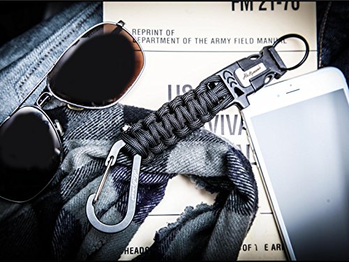 Holtzman’s #1 Best paracord keychain carabiner survival tool (Black Carabiner) - Thumbnail 5