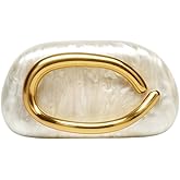 Acrylic Clutch Purse for Women Classic Round Acrylic Evening Handbag Vintage Metal Handlebars Bag for Wedding Party Prom