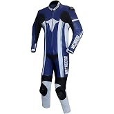 Motorcycle New Ballistic One Piece Leather Track Racing Blue Suit CE Approved Protection (M)